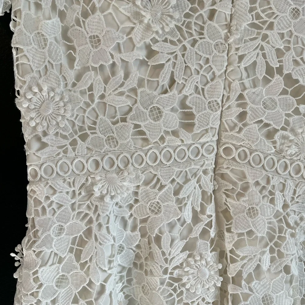 Shoshanna White Floral Lace Fit & Flare Dress Size 4 Romantic Wedding - Picture 8 of 12